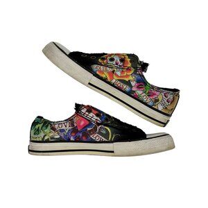 VTG Ed Hardy Black Tattoo Print Canvas Sneakers | Y2K Skater Grunge Streetwear 8
